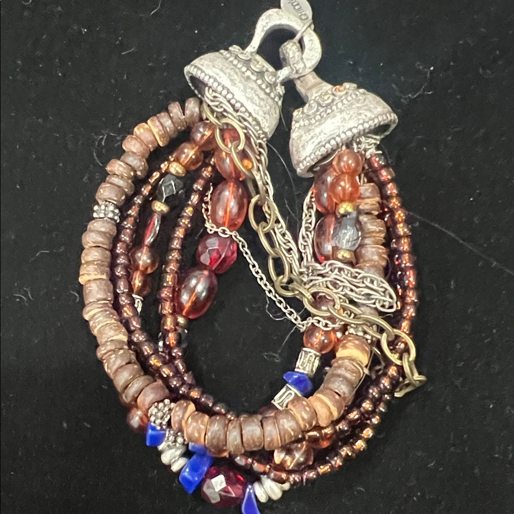 Chico's Brown and Blue Beaded Bracelet